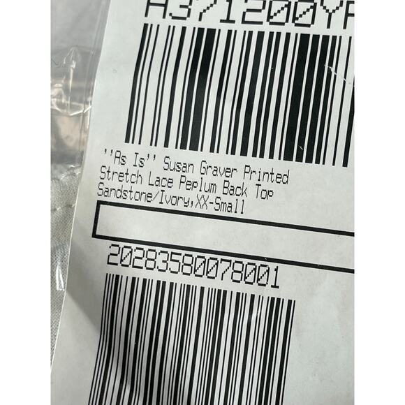 SUSAN GRAVER XXS Ivory White stretch lace peplum short sleeve top blouse NWT B31 - Picture 8 of 10